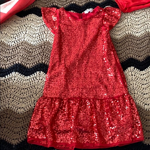 girls red sequin dress